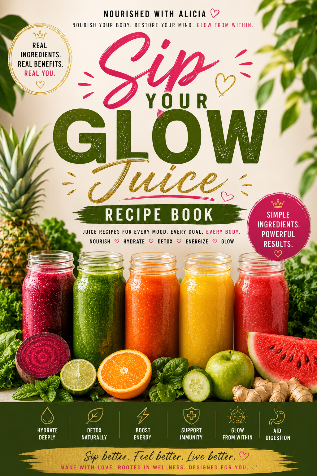 Sip Your Glow Juice Recipe Book - 11 of My Top Recipes