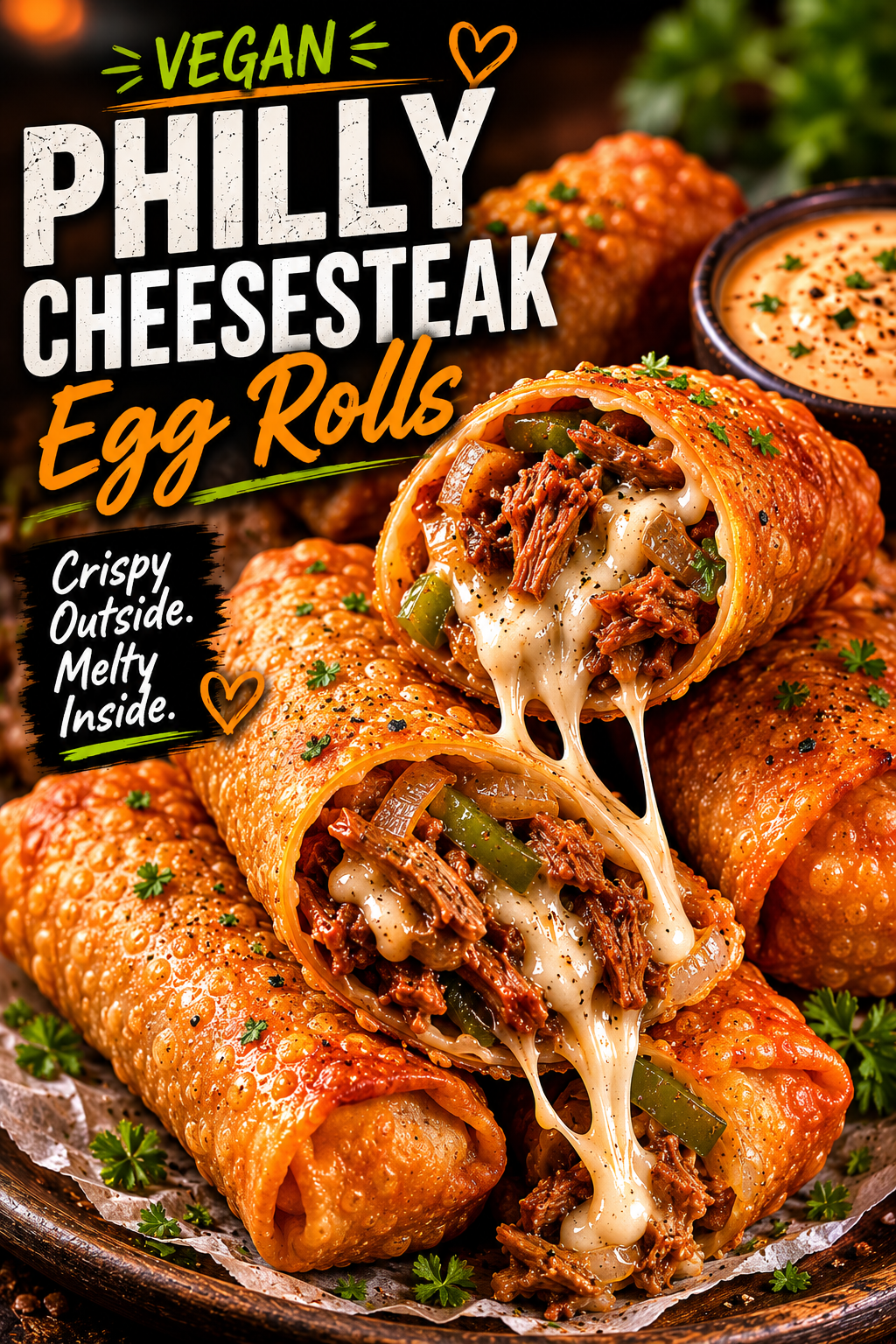 Philly Cheese”steak” Egg Rolls