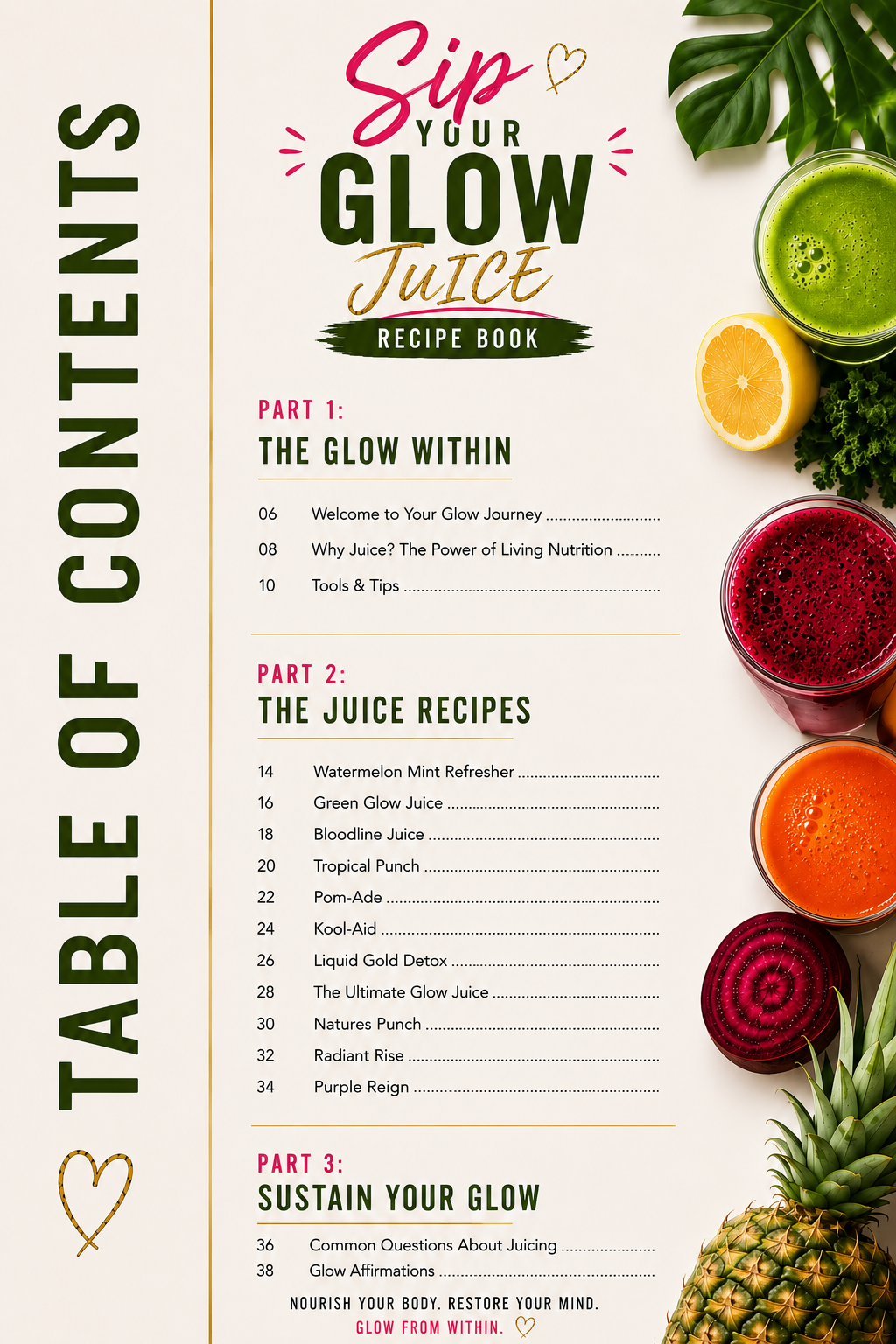 Sip Your Glow Juice Recipe Book - 11 of My Top Recipes
